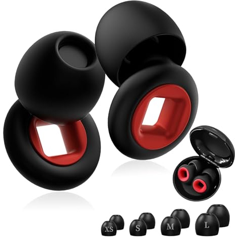 Bouchon d'oreille, Bouchons Doreilles Anti Bruit Réutilisables en Silicone, Bouchon Oreille Moto Concert, Protection Auditive, pour Dormir Concerts Voyages, 4 Tailles XS/S/M/L