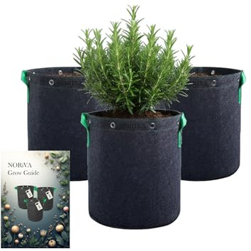 Pflanzsack 12L 3er Set – NORiVA – 400 g/m² Extra Robuste Vlies Grow Bags mit Metallösen – Atmungsaktive Stofftopf Pflanzkübel für Tomaten, Kräuter, Chili & Gemüse – Balkon & Garten