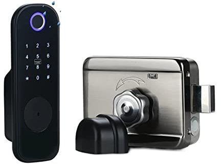 ZKLGS Smart Door Lock, Fingerprint Door Lock Electronic Smart HomePassword Phone APP Unlock Support Tuya/Smartlife/TT Lock APP Metal Gate Hotel for Home Bedroom Hotel Office Apartment(Tuya Silver)