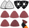 SneiDr Kit de Patins de Ponçage pour Outil Oscillant 4 Patin Ponceuse Triangulaire 90mm Inox Durable 25 Papiers Abrasifs P40-P400 Auto-Adhésif Plaques Abrasives Multi-outils pour Bois Métal