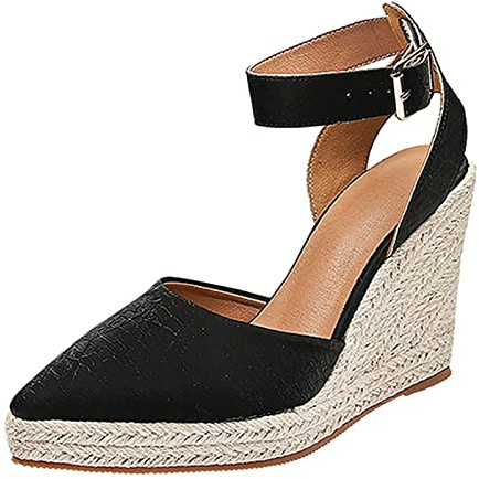 Alpargatas Mujer Cuña Cuña Plataforma Cerradas Sandalias De Vestir Verano Esparto Cierre De Hebilla Comodas Tacon Yute Sandalia Elegantes Casual Antideslizantes Zapatos Flexibles Fiesta Boda Ofertas