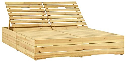 SDWEHO7 Doppel-Sonnenliege aus Holz, Garten Liegestuhl Gartenliege Outdoor Liege für Garten Terrasse, Grün Imprägniertes Kiefernholz