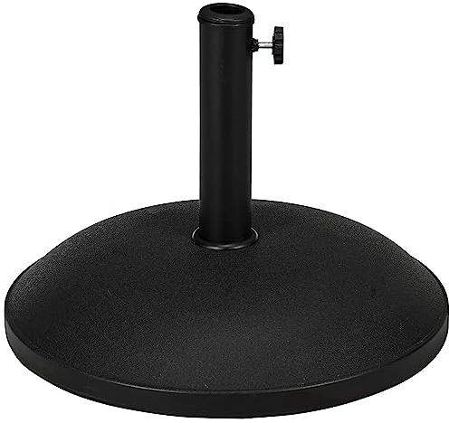 Outsunny Pied de Parasol Rond 25 kg, Support Parasol en Ciment pour Piscine terrasse Jardin Patio, Ø 49 x 37 cm, Noir