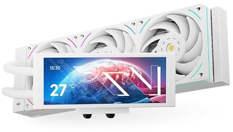 Ventilador de CPU Thermalright Trofeo Vision 360 ARGB Blanco, refrigerador AIO de 360mm, pantalla IPS LCD con resolución de 1280x480, para AM4/AM5, Intel LGA1851/1700, pantalla LCD larga de alto