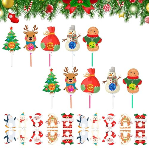 Amesor Christmas Lollipop Holder,Weihnachts Elch Lollipop Verpackungsdeko | Partyzubehör Niedlich Für Zuckerhut Schokolade Veranstaltung - Tisch Zuhause Bürio Klassenzimmer Festliche Feier