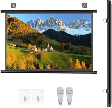 Projektionsbildschirm, Tragbarer 4K HD Beamer Leinwand, 30 40 50 60 72 AntiFalten Heimkino Präsentation Rollo Leinwand, Für Heimkino, Hochzeiten, Büropräsentationen(30)