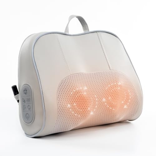 Real Relax Masseur pour Dos et Nuque,Massage Shiatsu Lombaire avec Chaleur,Pétrissage Profond des Tissus pour Épaules et Jambes,Cadeau Homme,Coussin de Massage Idée Cadeau pour Femmes et Hommes, Gris