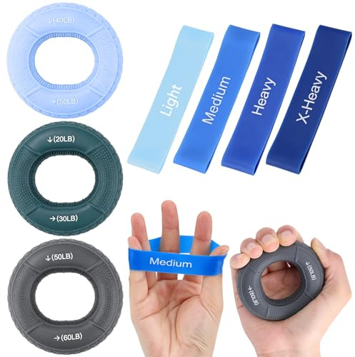 Amlif 7pcs Hand Grip Musculation,Exerciceur de Doigts,Renfort de Préhension