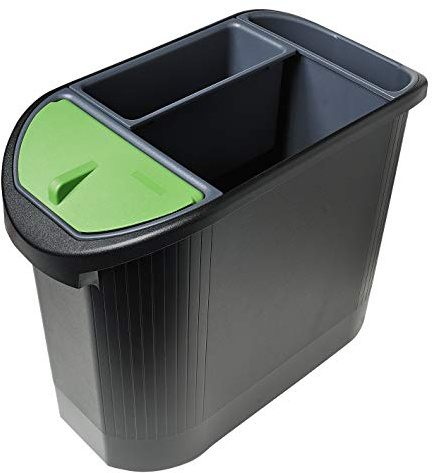 Exacompta 42614D Topline Öko-Classic Papierkorb mit Griffe 26 Liter Fassungsvermögen inlusive Einsätze und Deckel. Perfekt für Mülltrennung schwarz/anthrazit