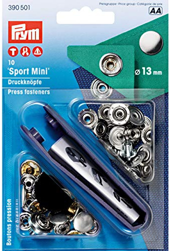 PRYM 390501 Nähfrei-Druckknopf Sport Mini Messing 13 mm silberfarbig