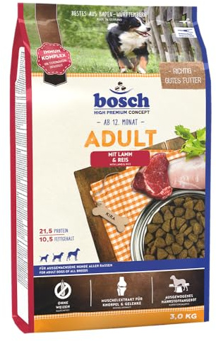 bosch HPC Adult mit Lamm & Reis | Hundetrockenfutter für ausgewachsene Hunde aller Rassen | 1 x 3 kg