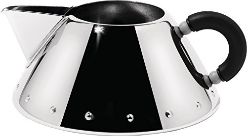 Alessi Rahmkännchen aus Edelstahl mit Griff aus PA, schwarz