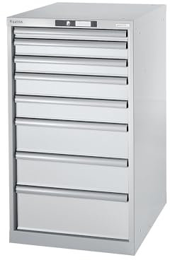 Lista | Werkbank-Baukastensystem | Unterbauschrank | Höhe 1000 mm | 8 Schubladen | lichtgrau