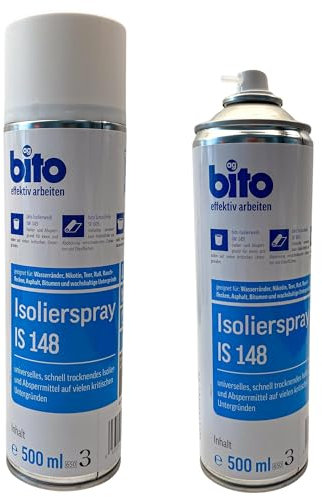 Isolierspray 500ml, Fleckendeckerspray weiss zum Überstreichen von hartnäckigen Wasserflecken, Nikotinablagerungen und Farbstiften. Verhindert das Durchscheinen der Flecken Ausbesserungsfarbe