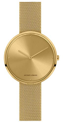 JACQUES LEMANS Damenuhr Design Collection Edelstahlband massiv Edelstahl ip-Gold 1-2056M