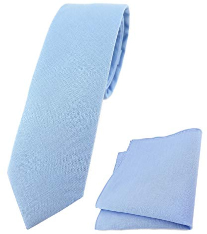 TigerTie - schmale Designer Krawatte Einstecktuch aus 100% Baumwolle in Unicolor einfarbig