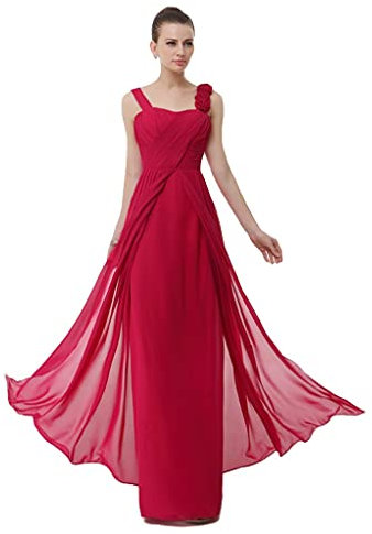 DinaVian - Vestido de fiesta formal de gasa con hombros para mujer, fucsia, 38