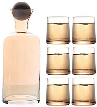 caihuashopping Jus Carafe d'eau Creative Pichet Cristal Verre Bouteille d'eau Ensemble de pichet cylindrique Coupe de Coupe de Verre Transparent Bouteille d'eau Domestique Thé Cruche (Color : B)