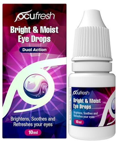 Ocufresh Bright & Moist Eye Drops | for Dazzling White Eyes | Whitens red Eyes | Added Moisturising Formulation | Easy to Carry on-The-go | Gentle on Eyes | Suitable for All Eye Colors | 10ml