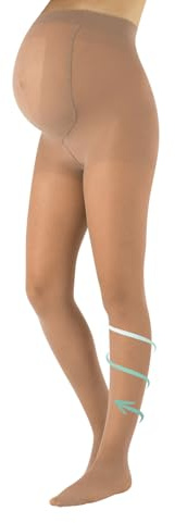 CALZITALY Collant de Maternité de Maintien 8 mm/Hg | Collants de Soutien Grossesse | S, M, L, XL | 20 DEN | Made in Italy (FR/ES, Alpha/lettres, S, Taille normale, Taille normale, Powder)