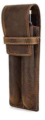Hiram Trousse pour crayons en cuir véritable portable boîte de rangement pour stylos, For 2 Pens