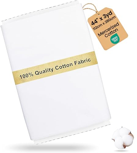 Craftido -43 alternativ- 100 % bomullstyg i enfärgat 44x3yd (112 x 274 cm) - medelvikt 5,2oz- för quiltning, sömnad, hantverk, quiltbindning - vit