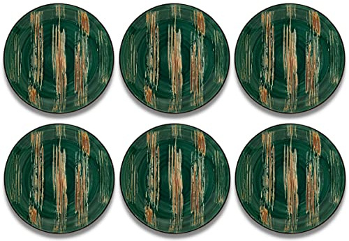 Wilmax - Assiettes à dessert COLORBOOM - Set d'assiettes - porcelaine - Pour servir des snacks - Design moderne - Lavables au lave-vaisselle - Couleur vert foncé - Lot de 6 - Diamètre : 18 cm