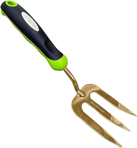 Garden Guru Titanium Hand Weeder Fork Tool – Rust Resistant Titanium Coated Stainless Steel – Ergonomic Handle – Great for Planting, Spreading Mulch, Weeding, Loosening & Transplanting Soil