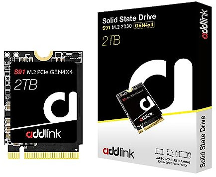 Addlink New S91 2TB 2230 NVMe High Performance PCIe Gen4x4 2230 3D NAND SSD - Read Speed up to 5000 MB/s Compatible with Steam Deck, ROG Ally, Laptop, Internal Solid State Drive - (ad2TBS91M2P)