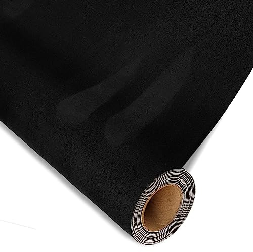 Velluto Adesivo, Camoscio Finto Autoadesiva Pellicola in Microfibra per interni auto, tappezzeria, cassetto portagioie (40cm x 150cm, Nero)