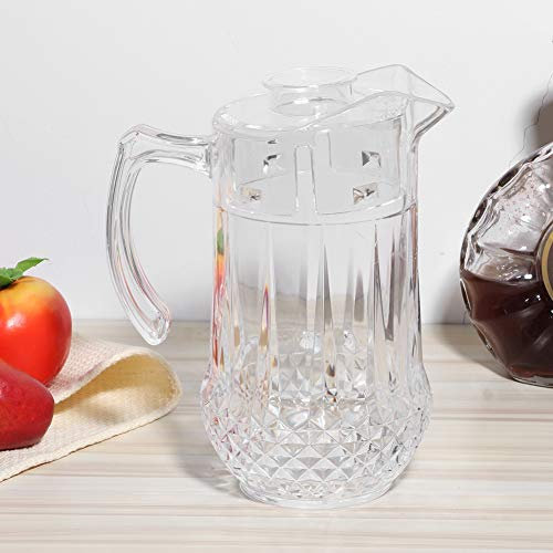 Jarra de Acrílico Transparente Jarra de 1,3 Litros con Tapa para Té Helado/sangría/limonada/jugo, Tetera Inastillable para Bar/fiesta/KTV/Hotel