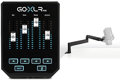 TC Helicon GoXLR MINI Online-Broadcast-Mixer mit USB-/Audio-Schnittstelle und Midas-Vorverstärker & Elgato Wave Mic Arm LP - Premium Low Profile Mikrofonarm mit Kabelkanälen