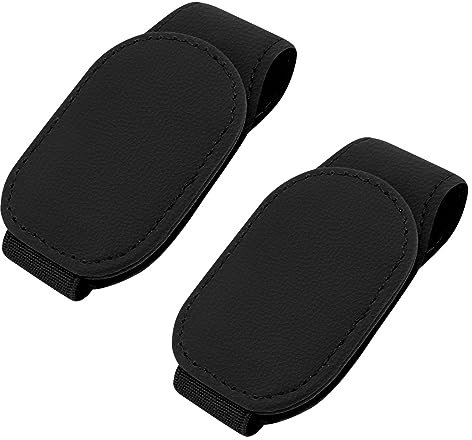 RZMZBY 2 Soporte para Gafas de Sol para Coche, Cuero Soporte para Gafas de Sol, Ticket Tarjetas, Soporte para Parasoles de Coche, Negro