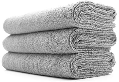 The Rag Company - Sport & Workout Towel - Gym, Exercise, Fitness, Spa, Ultra Soft, Super Absorbent, Fast Drying Premium Microfiber, 320gsm, 16in x 27in (3-Pack) (Ice Grey)