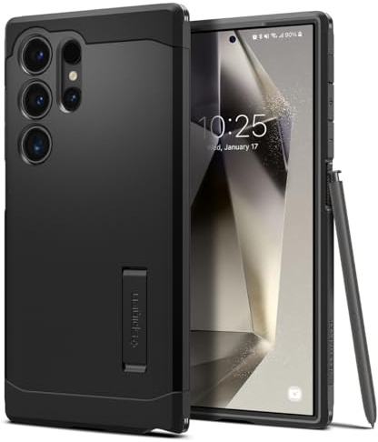 Spigen Tough Armor für Samsung Galaxy S24 Ultra -Black | Integrierter Kickstand, Air Cushion Tech, Military-Grade Schutz, Spigen Original Serie