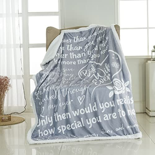 FJAUOQ Decke mit Aufschrift Best Wife Ever, Geschenk für sie, I Love You, Geschenke für Frauen, Geburtstagsgeschenke von Ehemann, Romc, Geschenk zum Valentinstag, Muttertag, Weihnachten (grau,