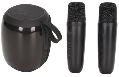 Karaoke Maschinen Set, Tragbarer Bluetooth Surround Sound Lautsprecher mit 2 Mikrofonen für Zuhause, Party, Drinnen und Draußen, Hand Mikrofon Set mit RGB Licht für Teenager