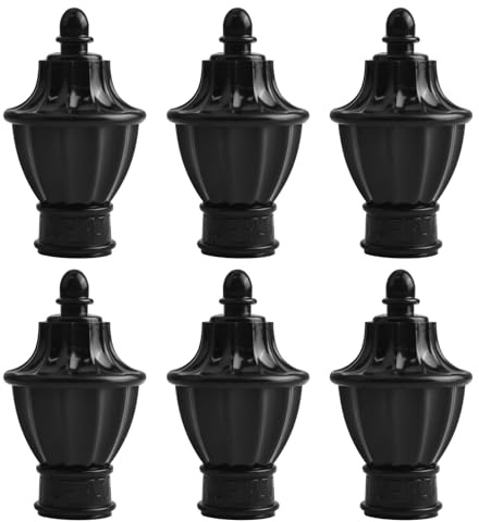 UFURMATE Vorhang-Endstücke, 6 Stück, schwarz, Kunststoff, Gardinenstange, Endstücke, passend für Gardinenstangen mit einem Durchmesser von 28 mm (Trophäenform)