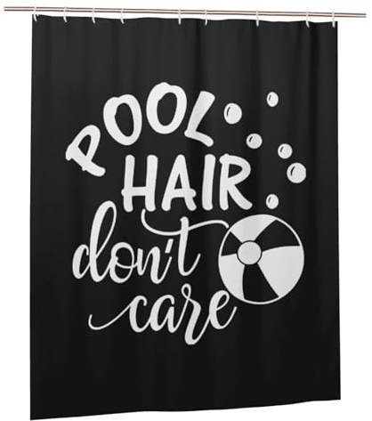 vrilu Pool Hair Don't Care Shower Curtain Set Waterproof for Bathroom Decorative Shower Curtain with Hooks 60x72 Inch