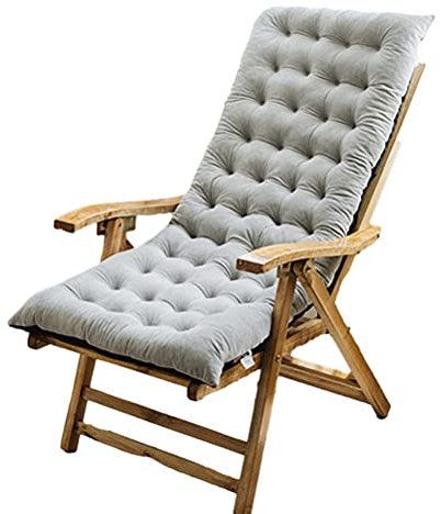 Generisch Stuhlkissen Gartenstuhl Sonnenliege Kissenbezug Dicker Liegestuhl Lounge Relaxer Rutschfestes Baumwollsofa Outdoor Hochlehner Sitzkissen Garten (Farbe: Grau, Größe: 125 x 50 x 10 cm)