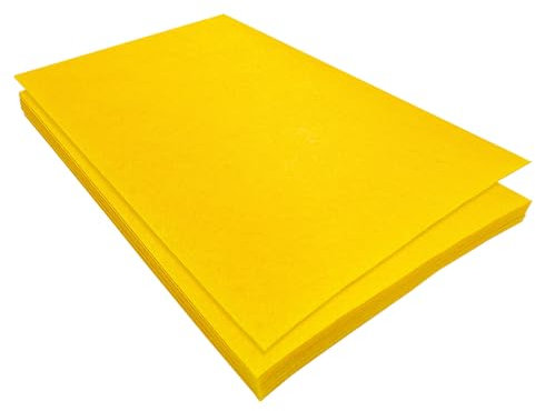 Jtnohx Filzstoff, Steifer Bastelfilz, Farbige Filz zum Basteln, 17,78×28,7cm 11 Pcs Filzplatten Quadrat für das Nähen (Gelb)