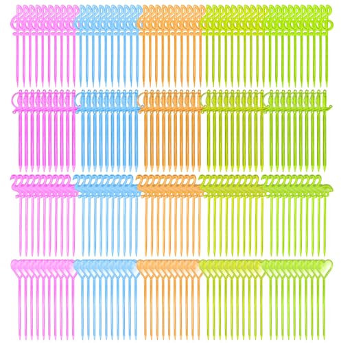 DAZZLUXE 200 brochetas de plástico para frutas, tenedores de frutas de colores, palillos para fiestas, tenedores de fruta reutilizables, pinchos para tenedores de prueba, varios tipos de brochetas de