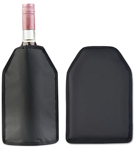 Premium Black Solid Gel Wine Cooler Sleeve: Reusable, High-Quality Insulation for Keeping Wine Bottles Chilled and Ready to Serve (Black)