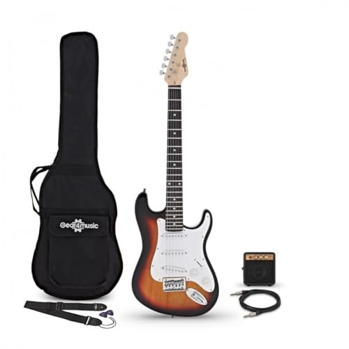 LA Guitarra Eléctrica 3/4 Tamaño para Principiantes con Mini Amplificador de Guitarra Portátil y Accesorios, Sunburst