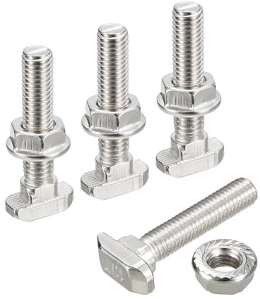 QUARKZMAN M8x40mm T-Nut und M8 Sechskantflanschmuttern-Set, 40 Sets Hammerkopf T-Bolzen T-Form Stift Schiebeschraube für 45er Aluminiumprofil