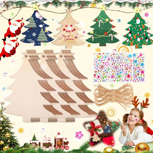 40 Piezas árbol De Navidad De Madera, árbol De Navidad Hecho Madera, DIY Decoración Navideña De Madera, Colgantes De Madera Navideños, para árbol De Navidad Decoración Colgante De Bricolaje