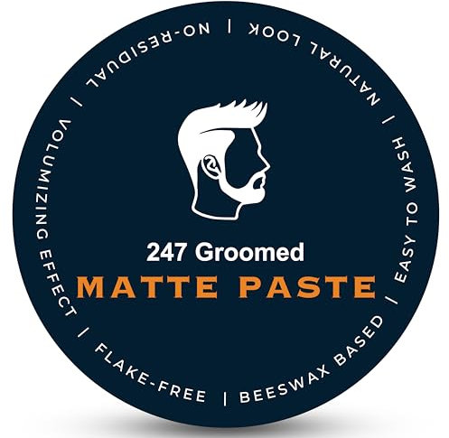 Matte Pomade For Men | No Shine, Medium Hold | Thickening Paste Adds Volume & Texture | 100 ml, Beeswax Based | All-Day Hold | Non-Greasy