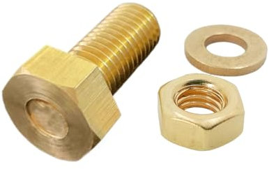 Foyoram M6x10mm Sechskantschrauben mit Gewinde bis Kopf mit 3,7mm Durchgangsbohrung ohne Gewinde 8 Stück und Muttern Flache Scheibe 8 Stück Messing (M6 x 10 mm)