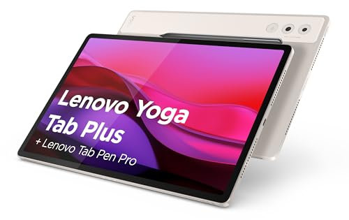 Lenovo Yoga Tab Plus Tablet | 12.7 3K Display | Qualcomm Snapdragon 8 Gen 3 | 16GB RAM | 256GB eMMC | Android 15 | Seashell Tab Pen Pro