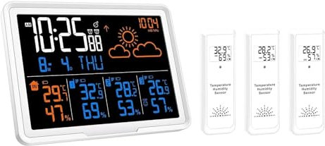 Estación Meteorológica, Relojes de estación meteorológica, termómetro Digital inalámbrico, higrómetro, calendarios de pronóstico, despertador con repetición de fase lunar, PT20B , Pronóstico del Tiemp